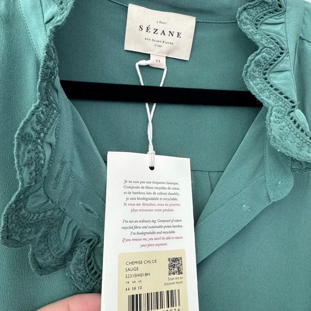 NWT Sezane Chlo Silk Blouse - Picture 3 of 4